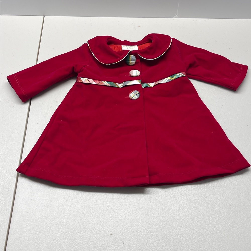 Blueberi Gold Baby Girls 3/6M Red Velvet Jacket